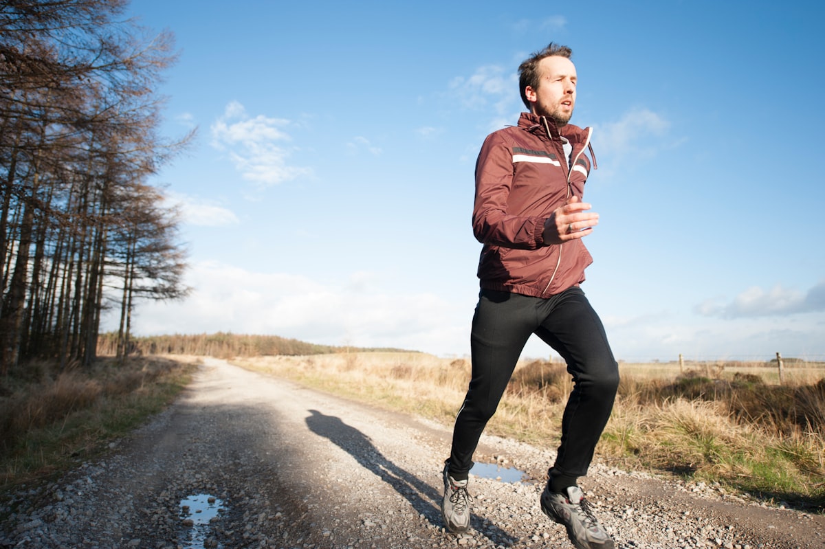Mature man performing strength training exercise